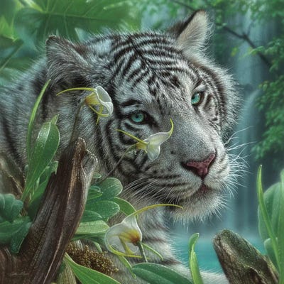 White Tiger of Eden - Square by Collin Bogle acrylic art print