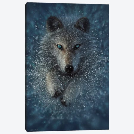 Running Wolf Splash - Vertical Canvas Print #CBO143} by Collin Bogle Canvas Art