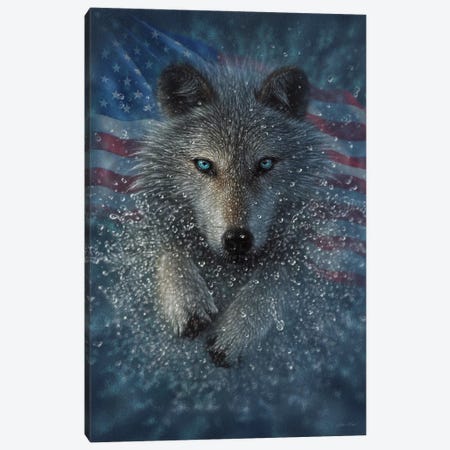 Wolf Splash America Canvas Print #CBO163} by Collin Bogle Canvas Artwork