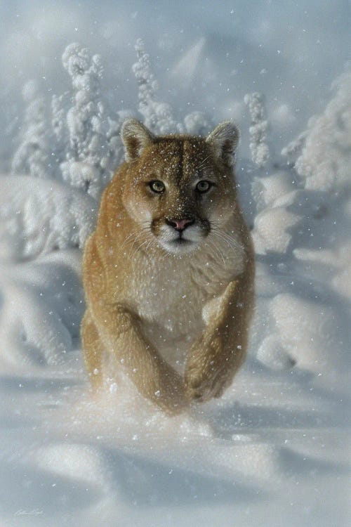 Frozen Fury Cougar by Collin Bogle wall art