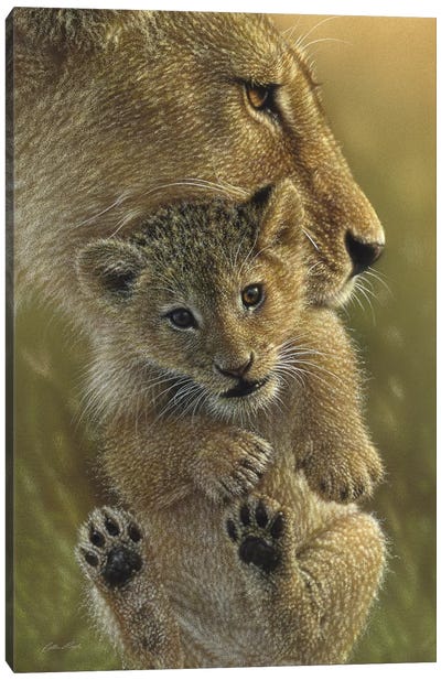 Mother's Pride - Lion, Vertical Canvas Art Print - Wonders of the World