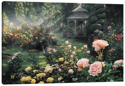 Paradise Found - Rose Garden, Horizontal Canvas Art Print - Gardening Art