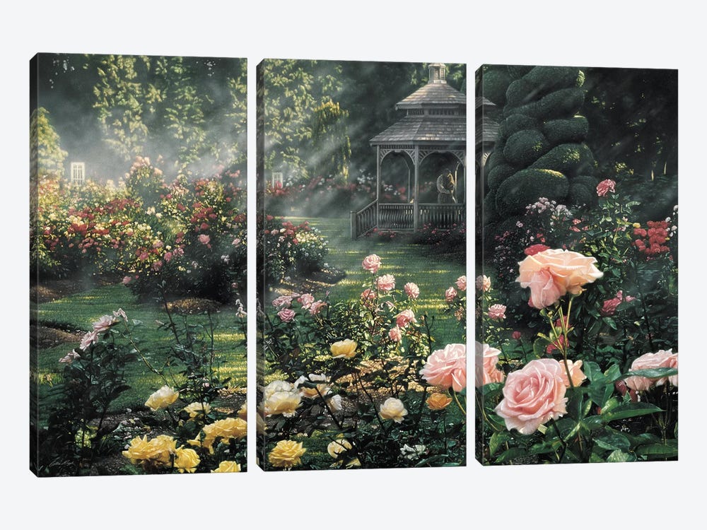Paradise Found - Rose Garden, Horizontal by Collin Bogle 3-piece Canvas Art