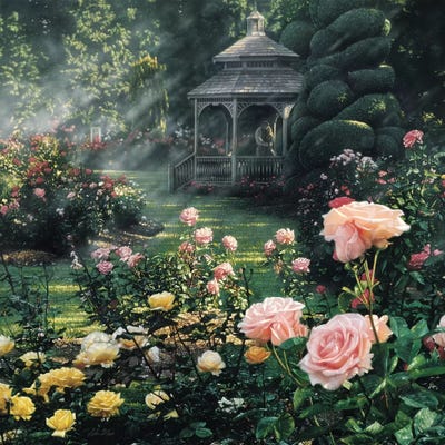 Paradise Found - Rose Garden, Square by Collin Bogle acrylic art print