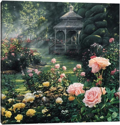Paradise Found - Rose Garden, Square Canvas Art Print - Gardening Art