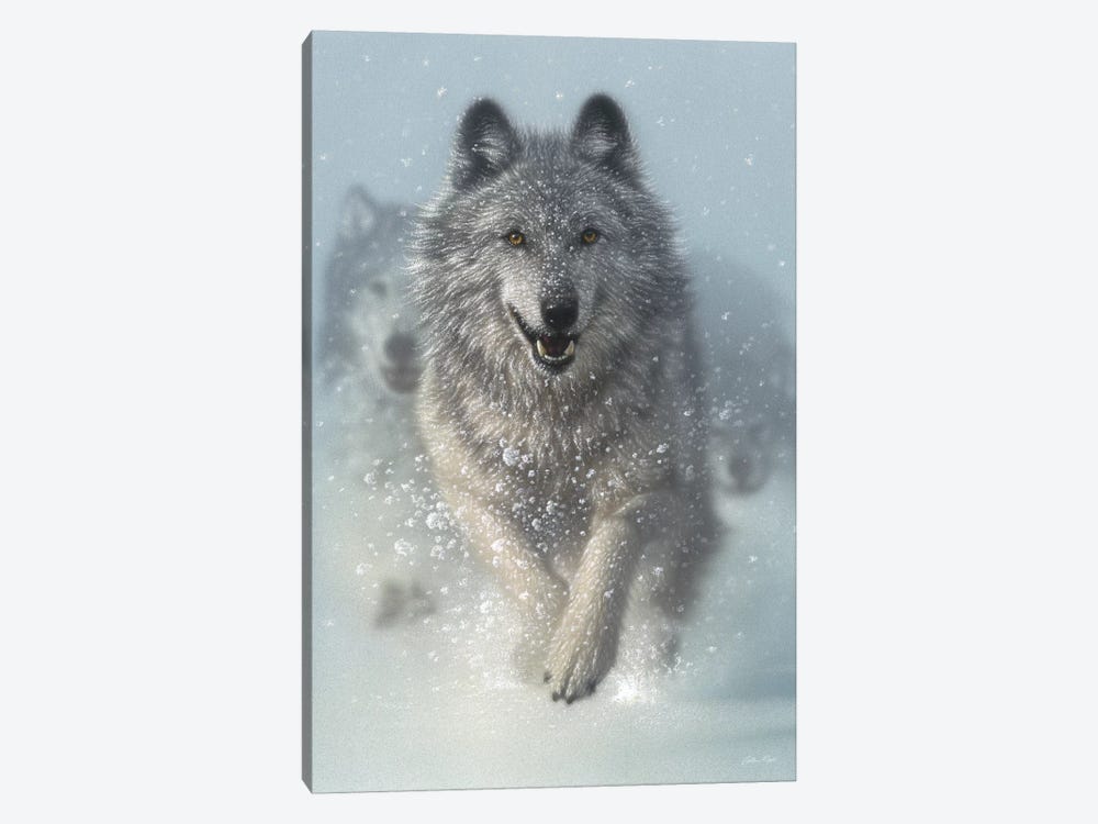 Snow Plow - Running Wolves, Vertical by Collin Bogle 1-piece Canvas Art