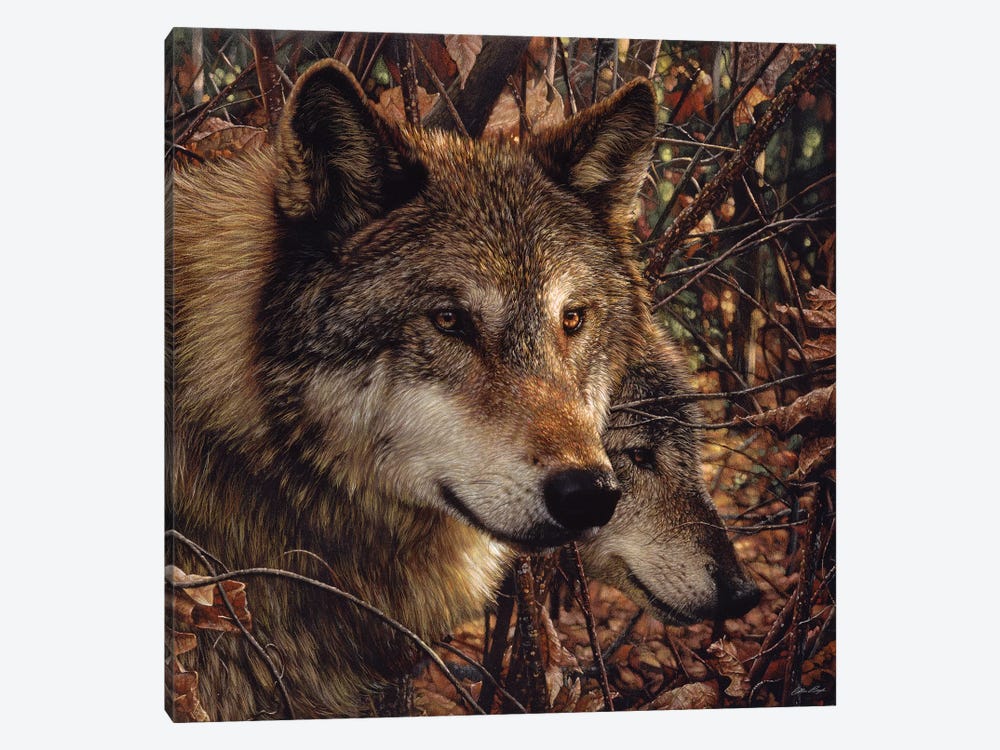 Autumn Wolves, Square 1-piece Art Print