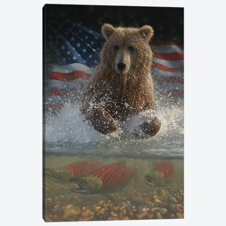 Brown Bear Fishing - America Canvas Print #CBO99} by Collin Bogle Canvas Art