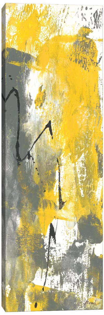 Grey Movement IV Canvas Art Print - Black, White & Yellow Art
