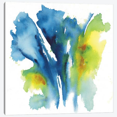 Neon Floral Blue Canvas Print #CBS212} by Joyce Combs Art Print