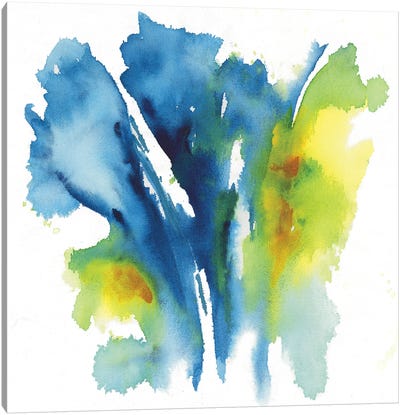 Neon Floral Blue Canvas Art Print - Joyce Combs