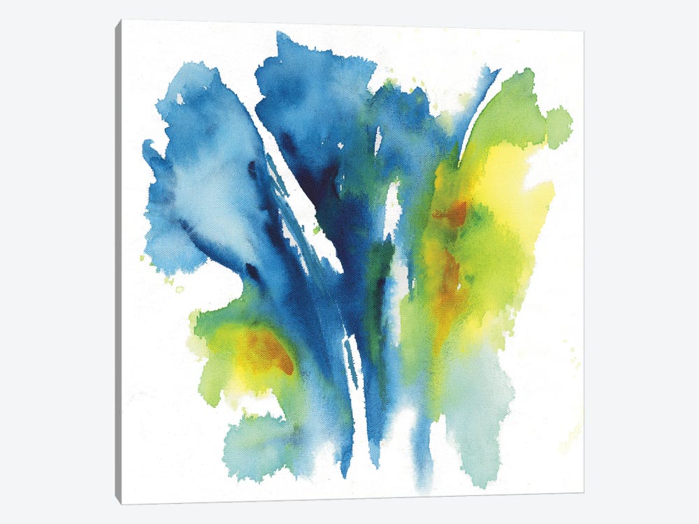 Neon Floral Blue by Joyce Combs 1-piece Canvas Art Print