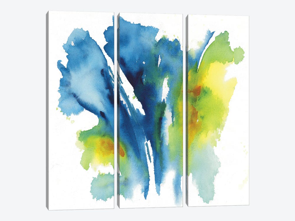 Neon Floral Blue by Joyce Combs 3-piece Canvas Art Print