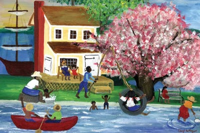 African American Summertime Homestead by Cheryl Bartley metal wall art