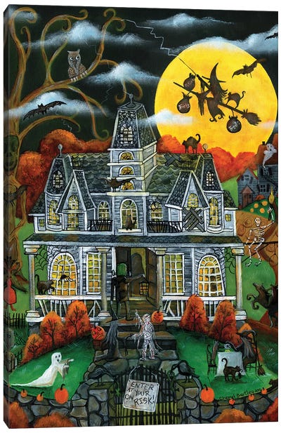Halloween Potions Tricks and Treats Canvas Art Print - Haunted House Art