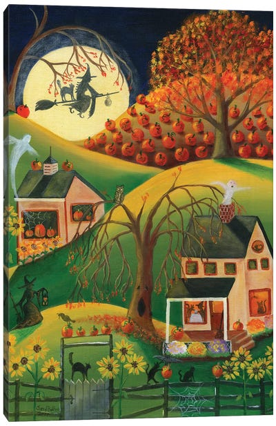 Halloween Witches House Canvas Art Print - Halloween Art