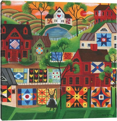 Mama's Colorful Quilts Canvas Art Print - Farm Art