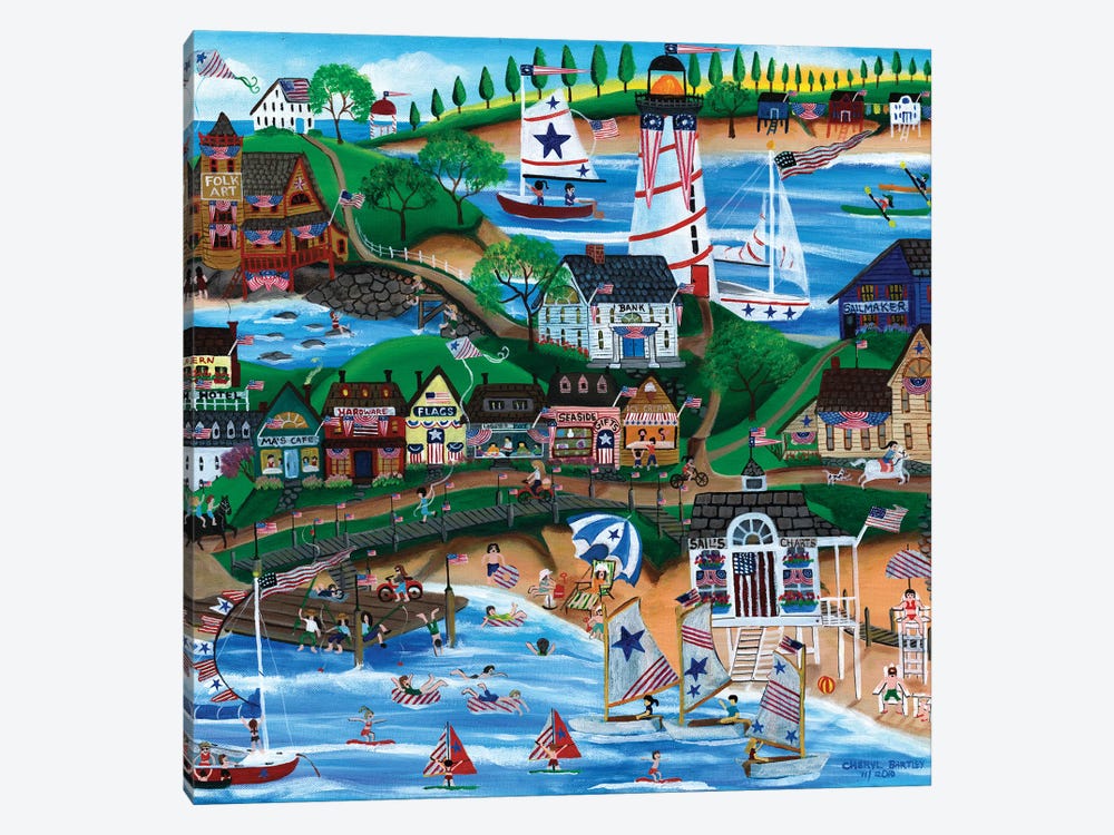 Old New England Seaside 4th of July Celebration by Cheryl Bartley 1-piece Canvas Print