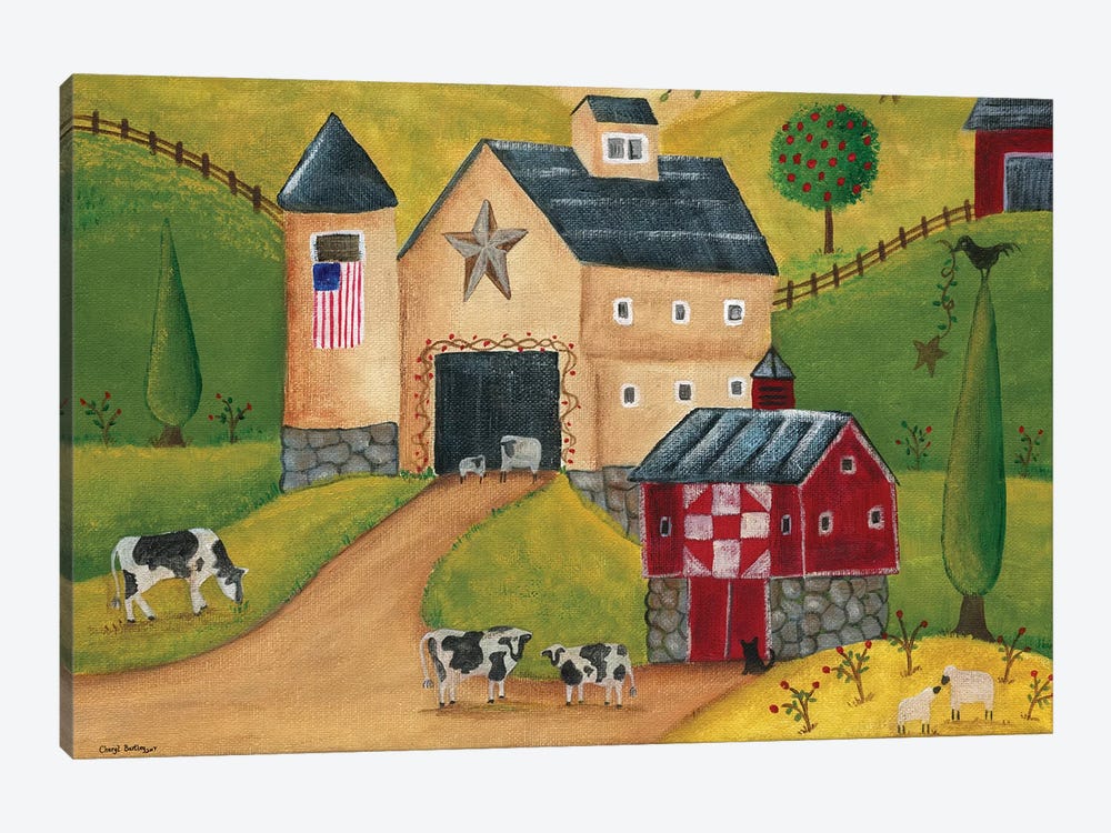 American Country Barns by Cheryl Bartley 1-piece Canvas Wall Art
