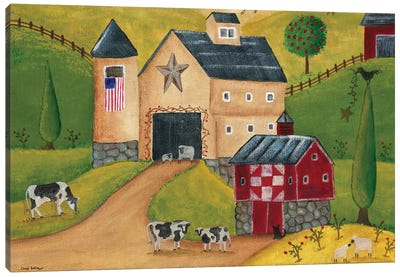 American Country Barns Canvas Art Print - Folk Art