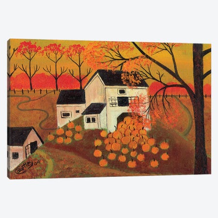 Pumpkin Barn Autumn Folk Art Cheryl Bartley Canvas Print #CBT179} by Cheryl Bartley Canvas Art Print