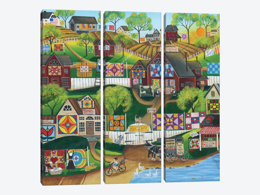 Quilt Sewing Sanctuary by Cheryl Bartley 3-piece Canvas Art