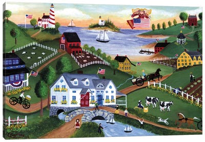 American Folk Art Seadise With Angel Canvas Art Print - Farm Art