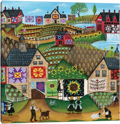 Quilters Sunflower Farmland Canvas Art Print - Cheryl Bartley