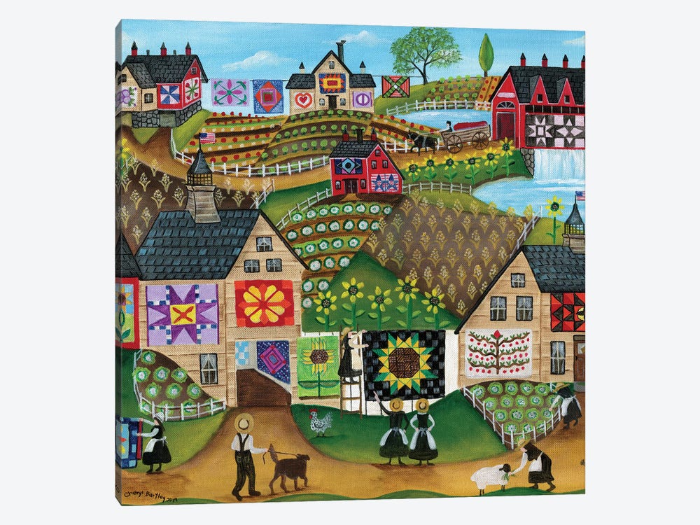 Quilters Sunflower Farmland by Cheryl Bartley 1-piece Canvas Art Print