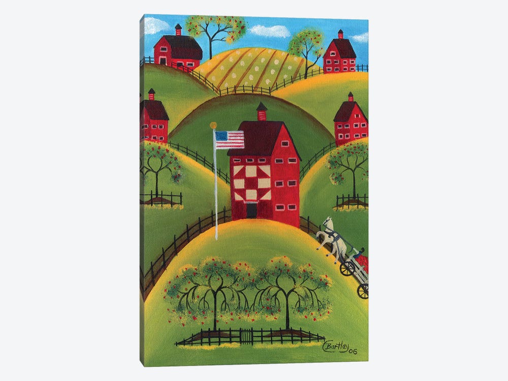 Red Apple Quilt Barns by Cheryl Bartley 1-piece Canvas Art