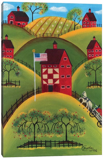 Red Apple Quilt Barns Canvas Art Print - Cheryl Bartley