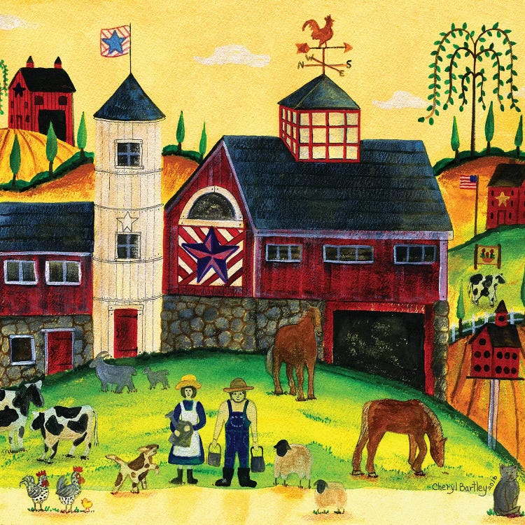 Red Barn Farmyard Folk Art