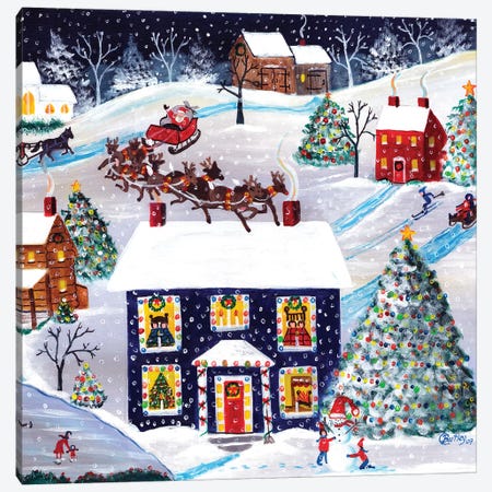 Santa Reindeer Christmas Eve Cheryl Bartley Canvas Print #CBT205} by Cheryl Bartley Canvas Art