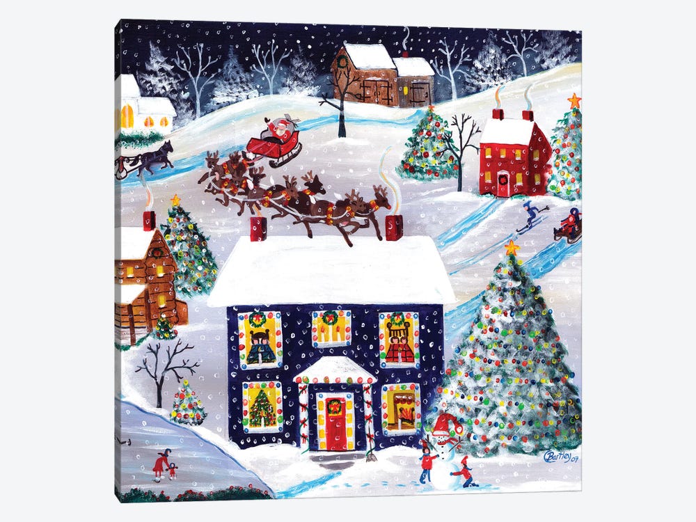 Santa Reindeer Christmas Eve Cheryl Bartley by Cheryl Bartley 1-piece Canvas Art Print