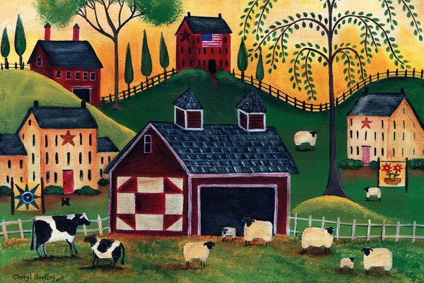 Classic Americana: Sunrise Red Quilt Barn Cheryl Bartley by Cheryl Bartley