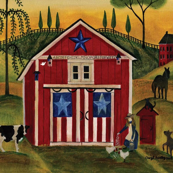 American Décor: Sunrise Red White Blue Barn Lang by Cheryl Bartley