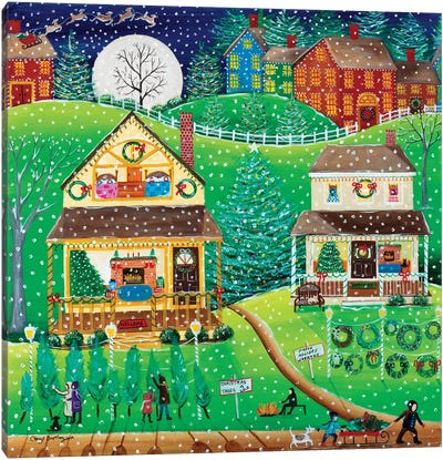 The First Snow Canvas Art Print - Christmas Scenes