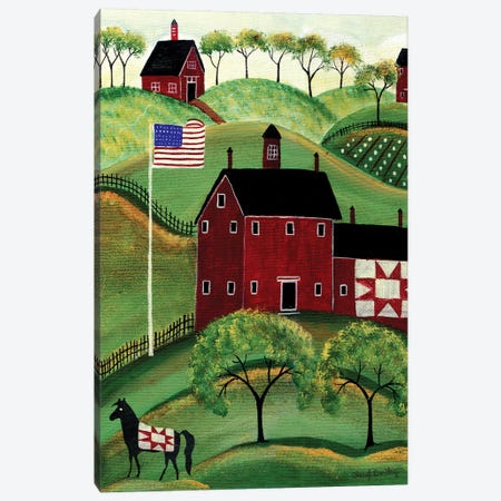 American Red Quilt House Canvas Print #CBT24} by Cheryl Bartley Art Print