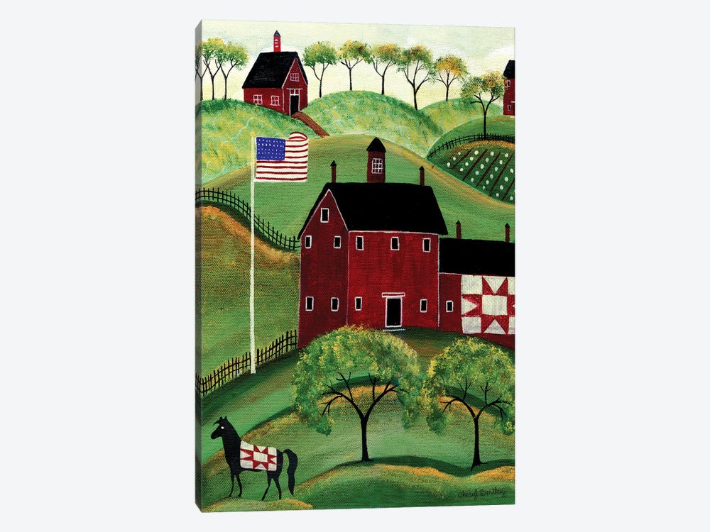 American Red Quilt House by Cheryl Bartley 1-piece Canvas Print