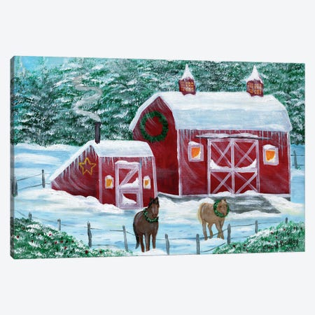 Winter Horses by Red Barn Canvas Print #CBT252} by Cheryl Bartley Canvas Wall Art