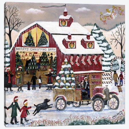 Bartleys Christmas Barn Canvas Print #CBT259} by Cheryl Bartley Canvas Artwork