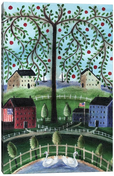 American Salt Box Village Canvas Art Print - Cheryl Bartley