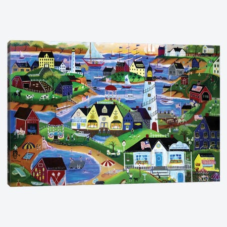 American Seaside Summertime Village Canvas Print #CBT27} by Cheryl Bartley Art Print