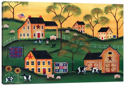 American Sunshine Country Farm Canvas Art Print
