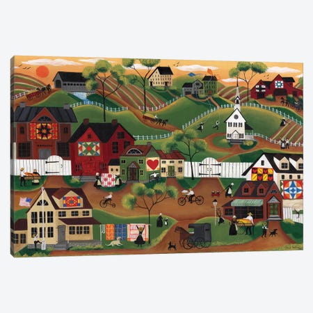 Amish Quilt Village Canvas Print #CBT36} by Cheryl Bartley Canvas Artwork