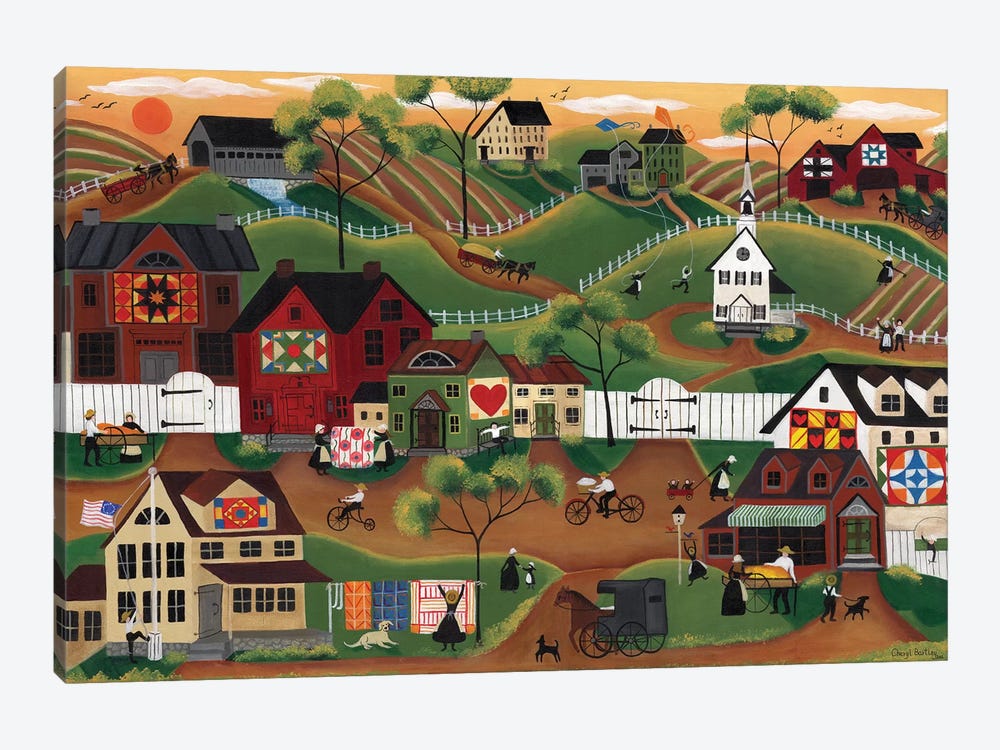 Amish Quilt Village by Cheryl Bartley 1-piece Canvas Art