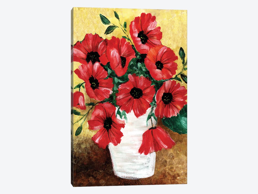 Big Red Poppies by Cheryl Bartley 1-piece Canvas Wall Art