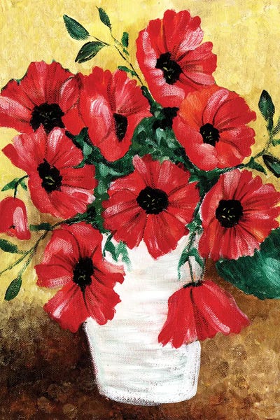 Folk Art: Big Red Poppies by Cheryl Bartley