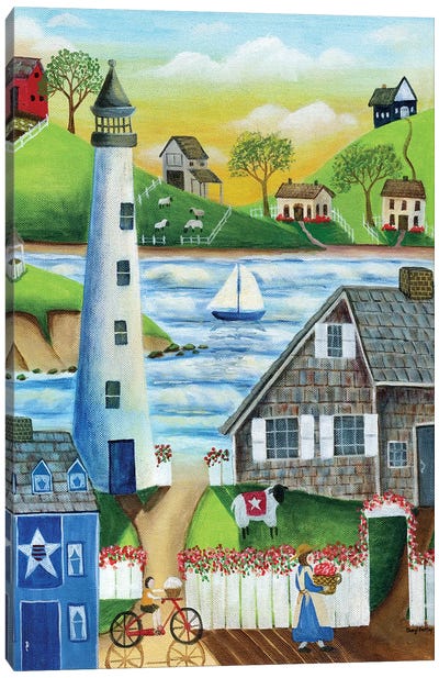 By The Sea Canvas Art Print - Lighthouse Art
