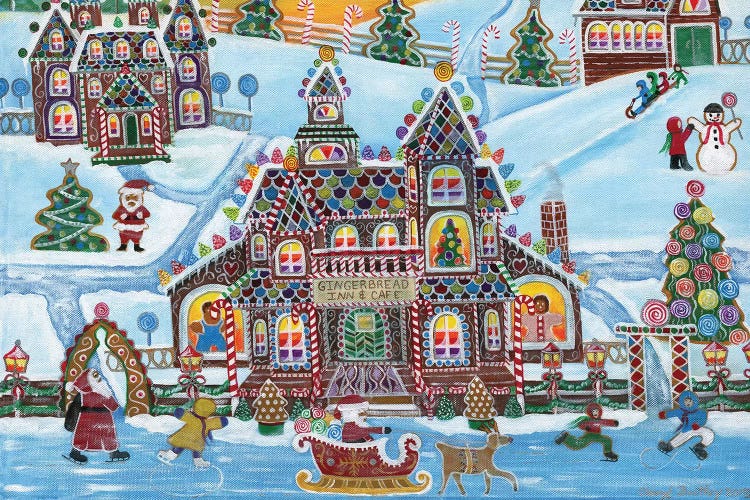 Christmas Gingerbread Inn and Cafe by Cheryl Bartley wall art